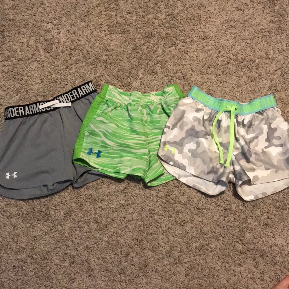 3 pairs of girls medium underarmour shorts